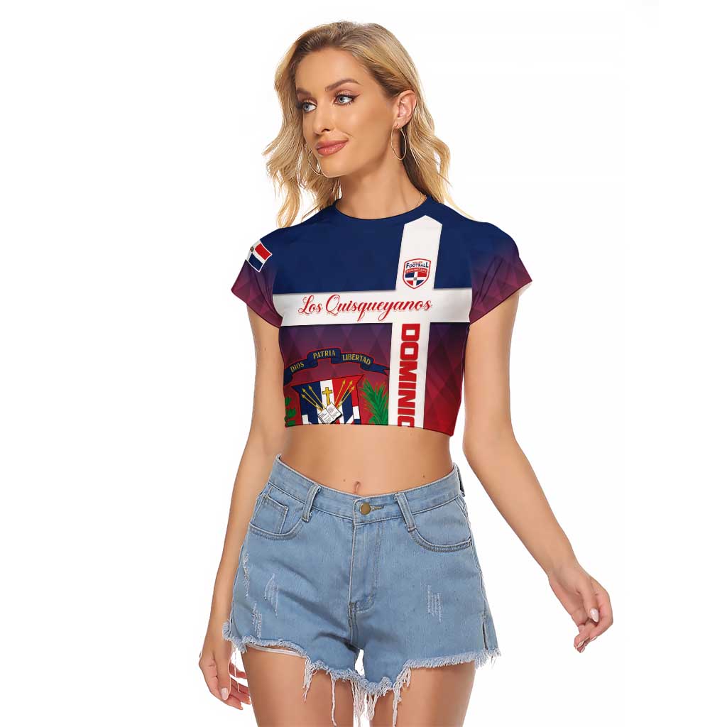 Custom Dominican Republic Football Raglan Cropped T Shirt Come On Los Quisqueyanos
