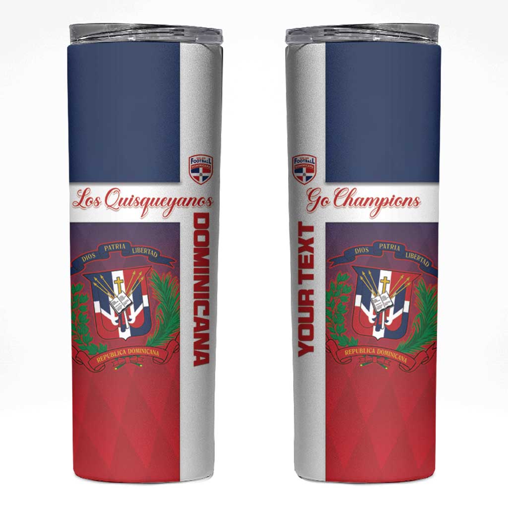 Custom Dominican Republic Football Skinny Tumbler Come On Los Quisqueyanos