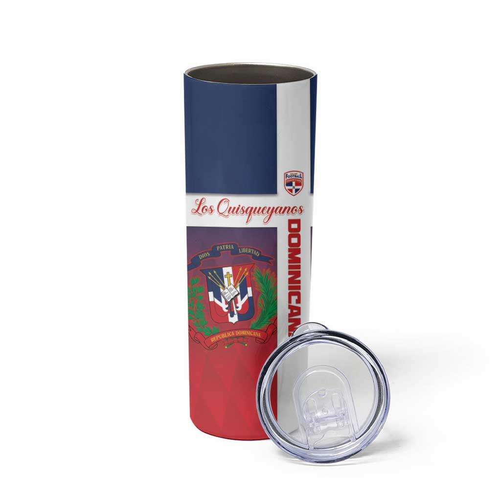 Custom Dominican Republic Football Skinny Tumbler Come On Los Quisqueyanos
