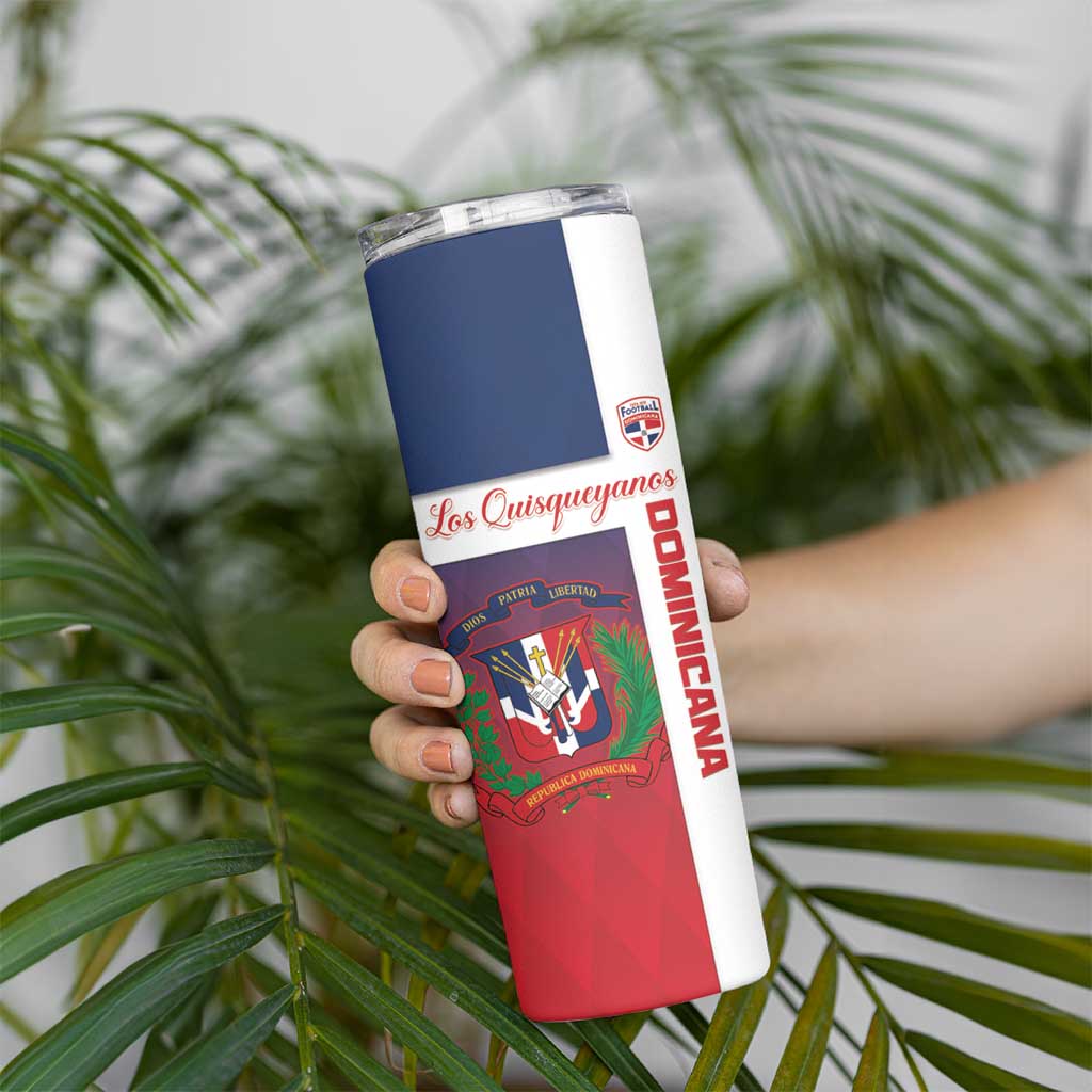 Custom Dominican Republic Football Skinny Tumbler Come On Los Quisqueyanos