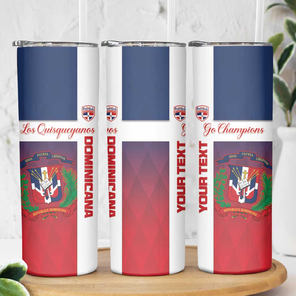 Custom Dominican Republic Football Skinny Tumbler Come On Los Quisqueyanos
