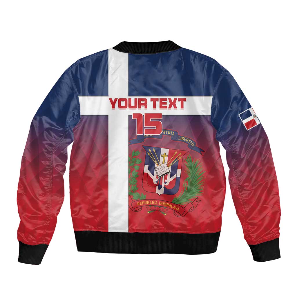 Custom Dominican Republic Football Sleeve Zip Bomber Jacket Come On Los Quisqueyanos