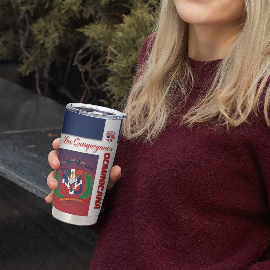 Custom Dominican Republic Football Tumbler Cup Come On Los Quisqueyanos