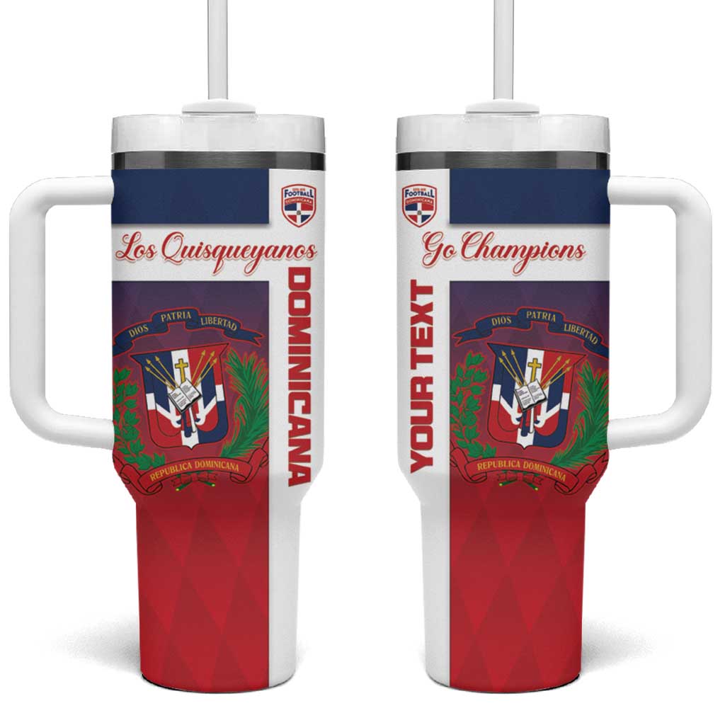 Custom Dominican Republic Football Tumbler With Handle Come On Los Quisqueyanos