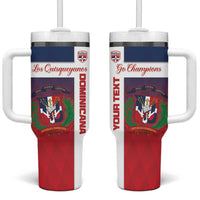 Custom Dominican Republic Football Tumbler With Handle Come On Los Quisqueyanos