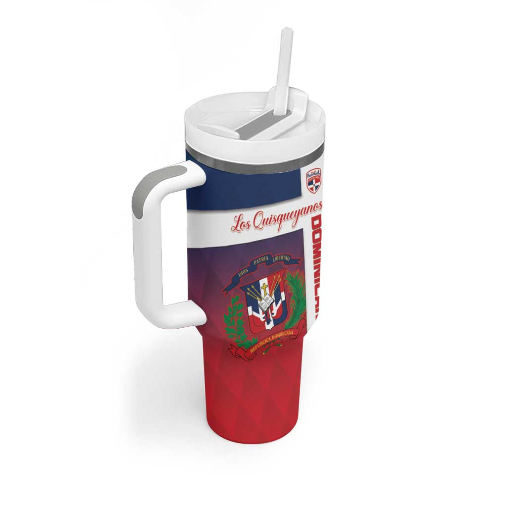 Custom Dominican Republic Football Tumbler With Handle Come On Los Quisqueyanos