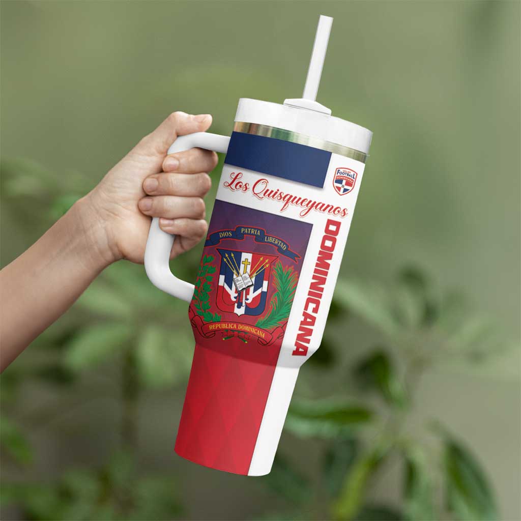 Custom Dominican Republic Football Tumbler With Handle Come On Los Quisqueyanos