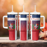 Custom Dominican Republic Football Tumbler With Handle Come On Los Quisqueyanos