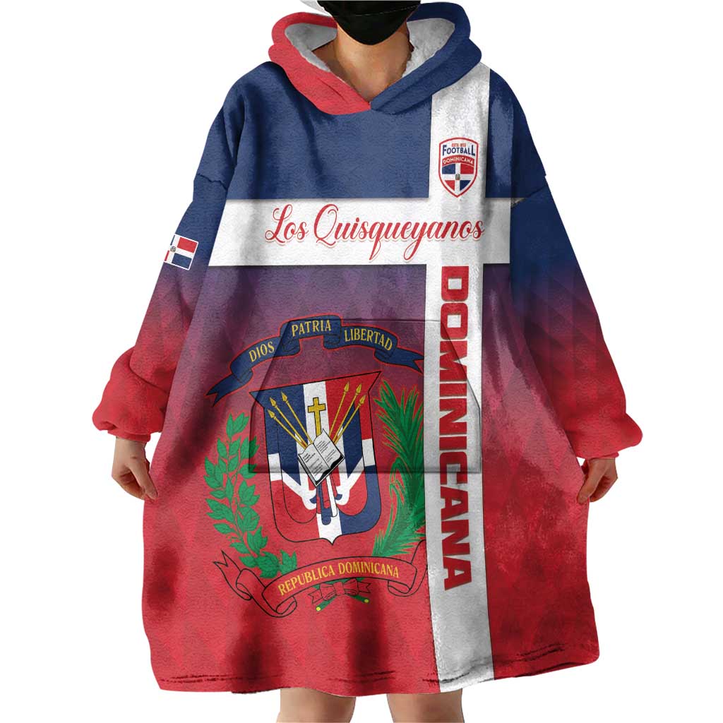 Custom Dominican Republic Football Wearable Blanket Hoodie Come On Los Quisqueyanos