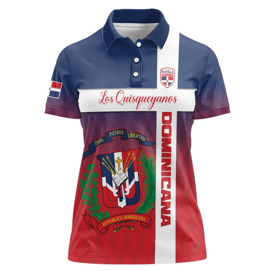 Custom Dominican Republic Football Women Polo Shirt Come On Los Quisqueyanos