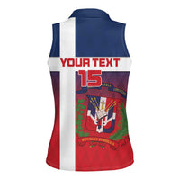 Custom Dominican Republic Football Women Sleeveless Polo Shirt Come On Los Quisqueyanos