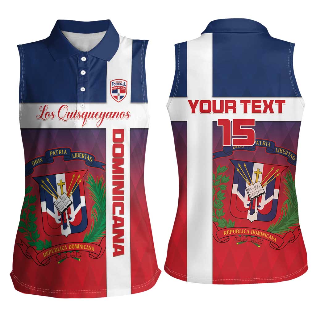 Custom Dominican Republic Football Women Sleeveless Polo Shirt Come On Los Quisqueyanos
