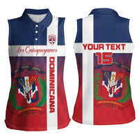 Custom Dominican Republic Football Women Sleeveless Polo Shirt Come On Los Quisqueyanos