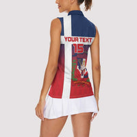 Custom Dominican Republic Football Women Sleeveless Polo Shirt Come On Los Quisqueyanos