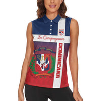 Custom Dominican Republic Football Women Sleeveless Polo Shirt Come On Los Quisqueyanos