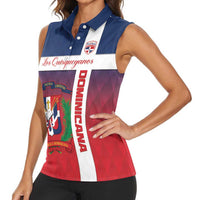 Custom Dominican Republic Football Women Sleeveless Polo Shirt Come On Los Quisqueyanos