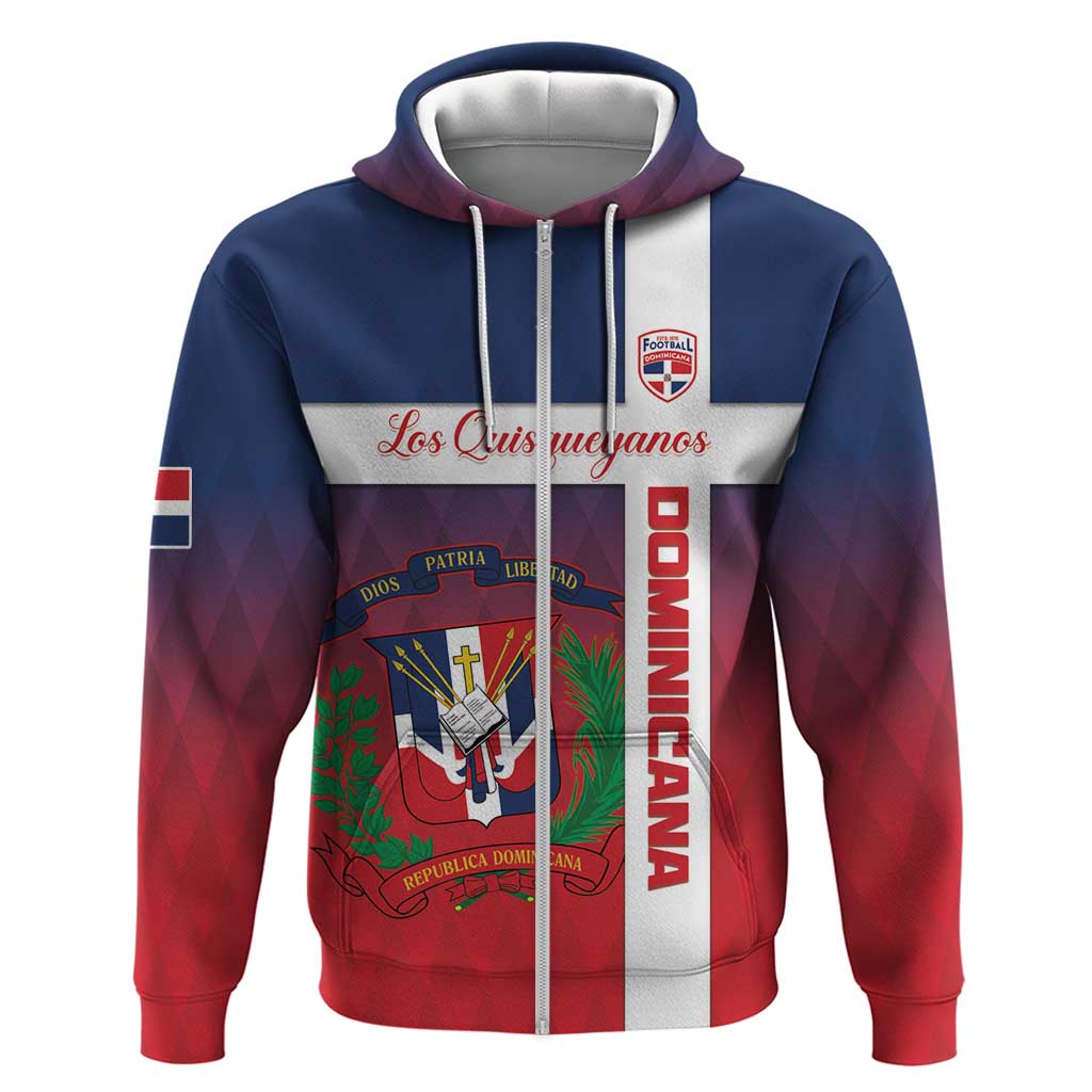 Custom Dominican Republic Football Zip Hoodie Come On Los Quisqueyanos