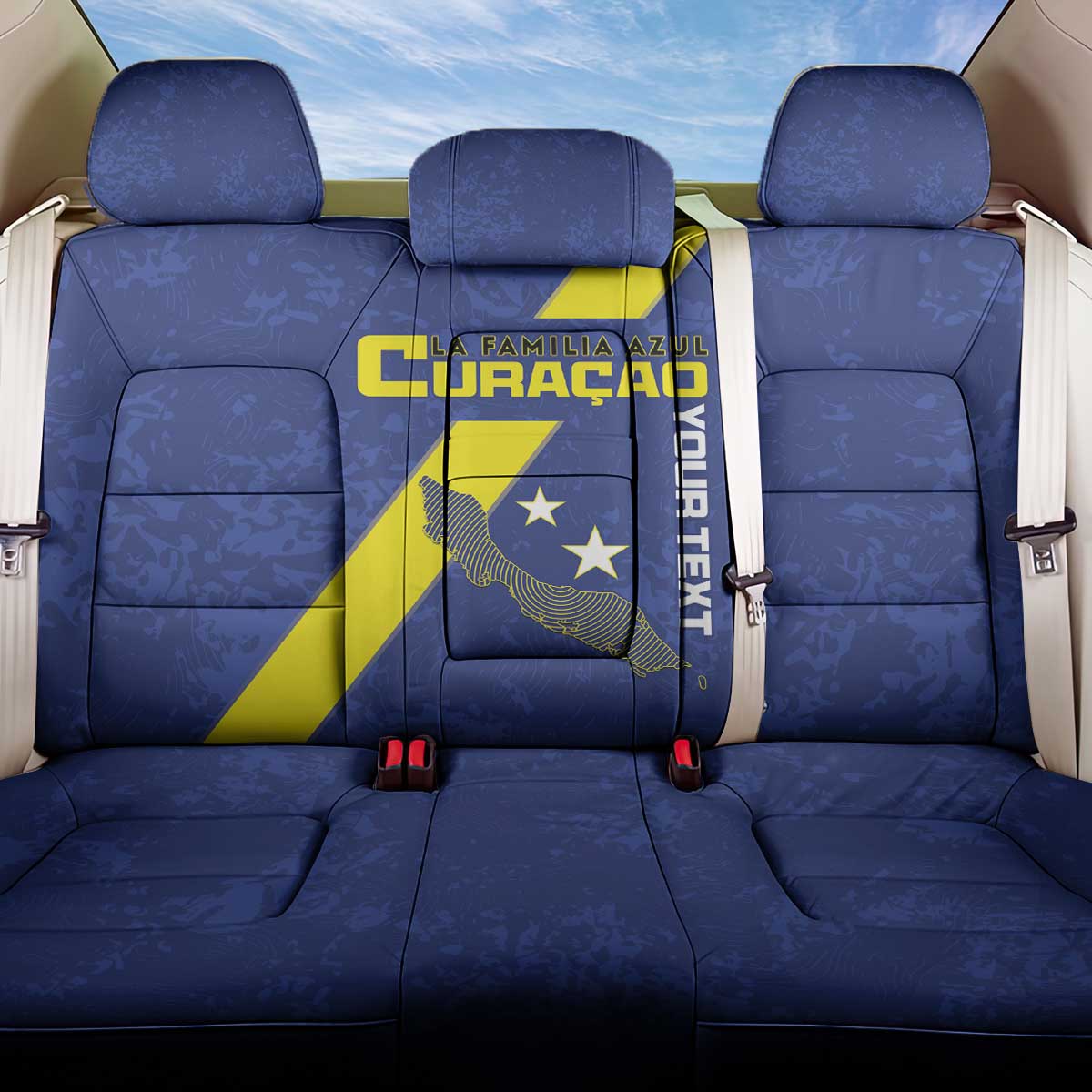 Custom Curacao Football Back Car Seat Cover Go La Familia Azul