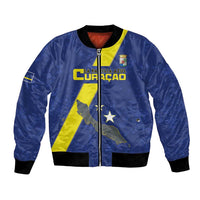 Custom Curacao Football Bomber Jacket Go La Familia Azul