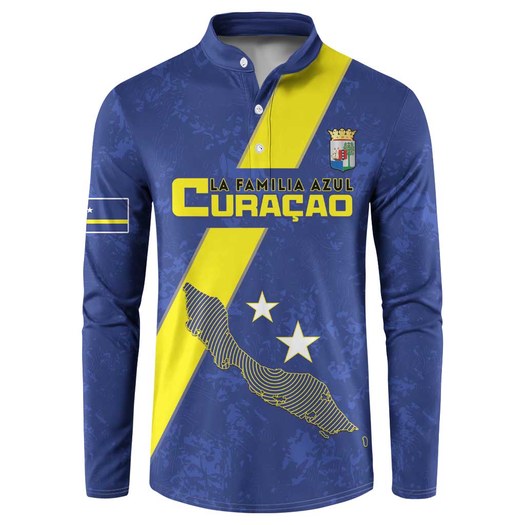 Custom Curacao Football Button Sweatshirt Go La Familia Azul