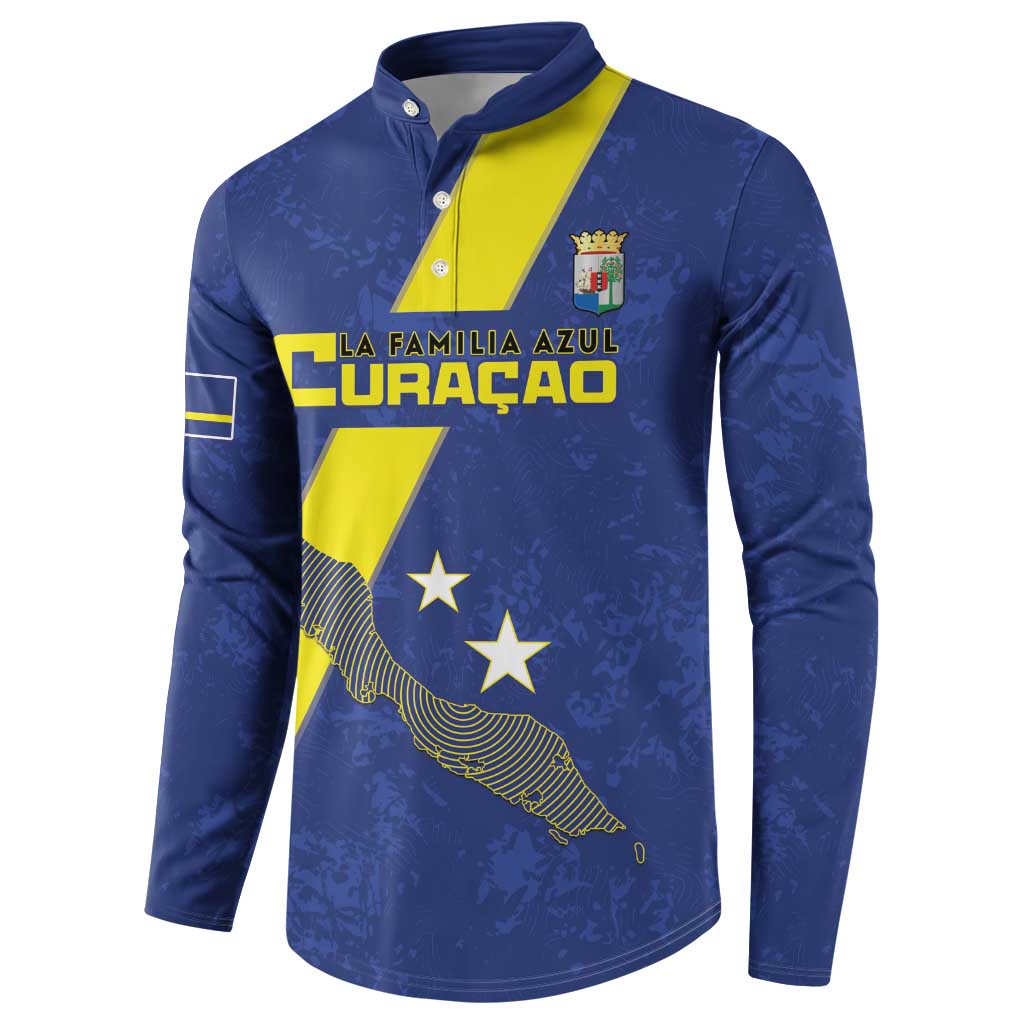 Custom Curacao Football Button Sweatshirt Go La Familia Azul