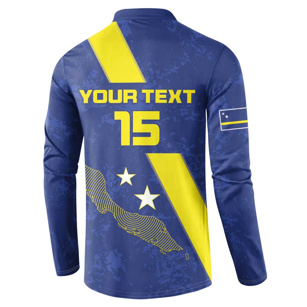 Custom Curacao Football Button Sweatshirt Go La Familia Azul