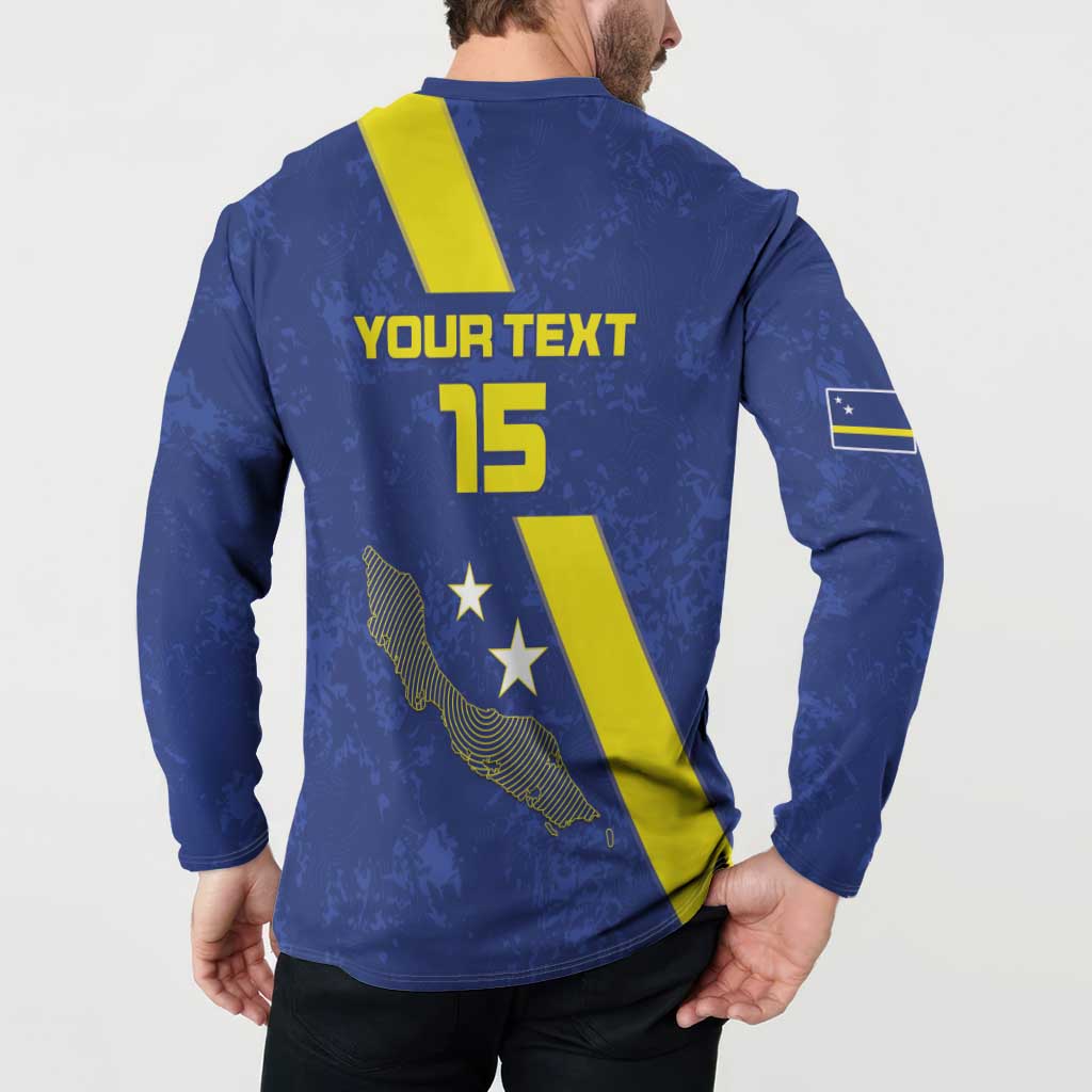 Custom Curacao Football Button Sweatshirt Go La Familia Azul