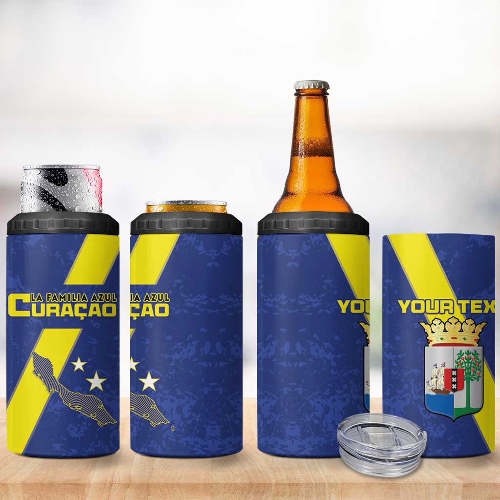Custom Curacao Football 4 in 1 Can Cooler Tumbler Go La Familia Azul