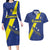 Custom Curacao Football Couples Matching Long Sleeve Bodycon Dress and Hawaiian Shirt Go La Familia Azul