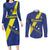 Custom Curacao Football Couples Matching Long Sleeve Bodycon Dress and Long Sleeve Button Shirt Go La Familia Azul