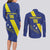Custom Curacao Football Couples Matching Long Sleeve Bodycon Dress and Long Sleeve Button Shirt Go La Familia Azul