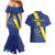 Custom Curacao Football Couples Matching Mermaid Dress and Hawaiian Shirt Go La Familia Azul
