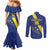 Custom Curacao Football Couples Matching Mermaid Dress and Long Sleeve Button Shirt Go La Familia Azul