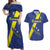 Custom Curacao Football Couples Matching Off Shoulder Maxi Dress and Hawaiian Shirt Go La Familia Azul
