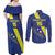 Custom Curacao Football Couples Matching Off Shoulder Maxi Dress and Long Sleeve Button Shirt Go La Familia Azul