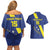 Custom Curacao Football Couples Matching Off Shoulder Short Dress and Hawaiian Shirt Go La Familia Azul