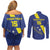Custom Curacao Football Couples Matching Off Shoulder Short Dress and Long Sleeve Button Shirt Go La Familia Azul