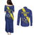 Custom Curacao Football Couples Matching Puletasi and Long Sleeve Button Shirt Go La Familia Azul