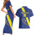 Custom Curacao Football Couples Matching Short Sleeve Bodycon Dress and Hawaiian Shirt Go La Familia Azul