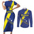 Custom Curacao Football Couples Matching Short Sleeve Bodycon Dress and Long Sleeve Button Shirt Go La Familia Azul