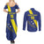 Custom Curacao Football Couples Matching Summer Maxi Dress and Long Sleeve Button Shirt Go La Familia Azul