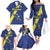 Custom Curacao Football Family Matching Off The Shoulder Long Sleeve Dress and Hawaiian Shirt Go La Familia Azul