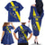 Custom Curacao Football Family Matching Off The Shoulder Long Sleeve Dress and Hawaiian Shirt Go La Familia Azul