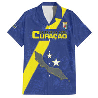 Custom Curacao Football Family Matching Off The Shoulder Long Sleeve Dress and Hawaiian Shirt Go La Familia Azul