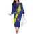 Custom Curacao Football Family Matching Off The Shoulder Long Sleeve Dress and Hawaiian Shirt Go La Familia Azul