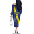 Custom Curacao Football Family Matching Off The Shoulder Long Sleeve Dress and Hawaiian Shirt Go La Familia Azul