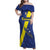 Custom Curacao Football Family Matching Off Shoulder Maxi Dress and Hawaiian Shirt Go La Familia Azul