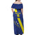 Custom Curacao Football Family Matching Off Shoulder Maxi Dress and Hawaiian Shirt Go La Familia Azul