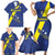 Custom Curacao Football Family Matching Short Sleeve Bodycon Dress and Hawaiian Shirt Go La Familia Azul