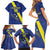 Custom Curacao Football Family Matching Short Sleeve Bodycon Dress and Hawaiian Shirt Go La Familia Azul